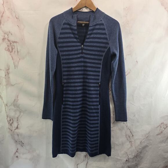 Title nine Dresses & Skirts - Title Nine Dress Womens XS Blue Stripe Sweater Long Super Power Zip Merino Wool